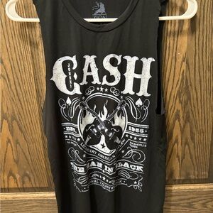 Zion Rootswear Black Graphic cut sleeves flowy tank top